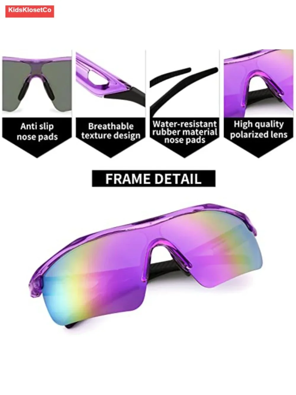 Kids Sports Sunglasses TR90 Frame Polarized UV400 Protection